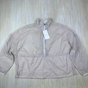 NWT Fabletics Ash Beige Cropped Half Zip Light Windbreaker Pullover Jacket XXL